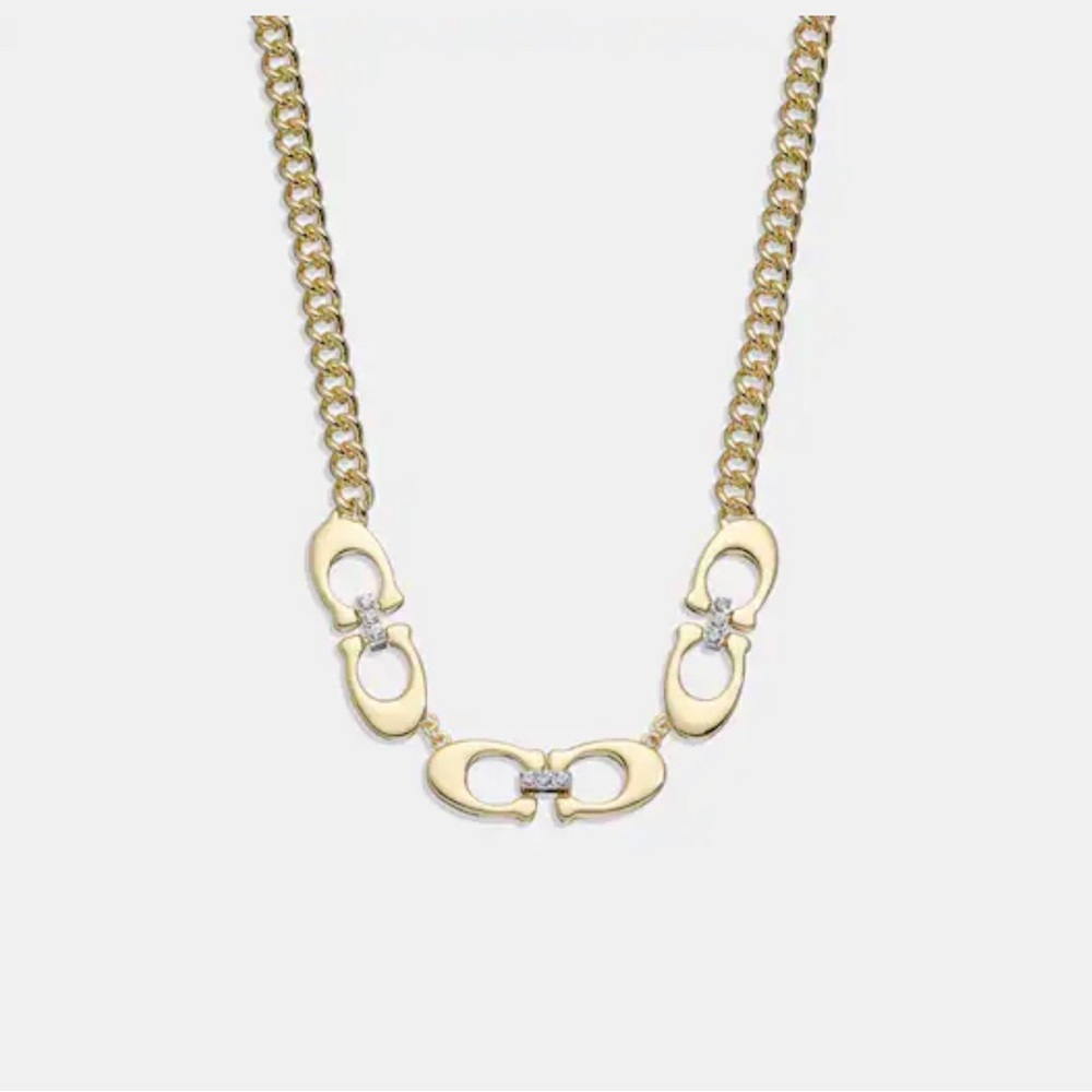 Coach Signature Link Chain Necklace, NWT!!